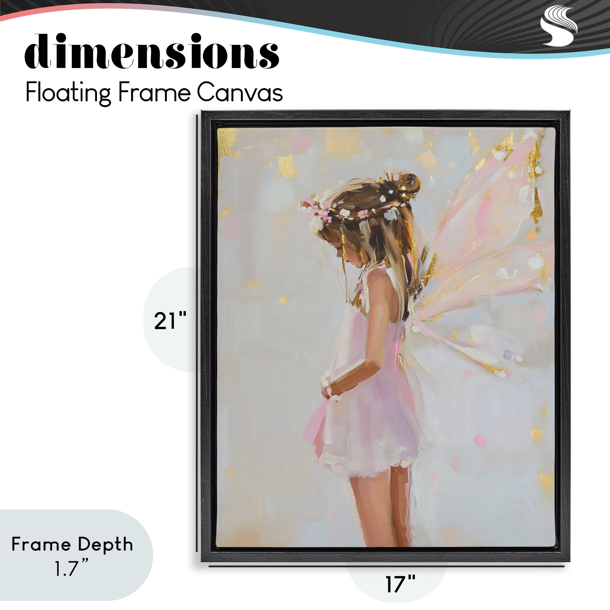 Stupell Industries Youthful Fairy Girl Black Framed Floater Canvas Wall Art, design by The Prints Vibe
