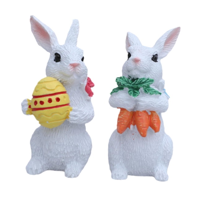 2 piezas de estatua de conejo de Pascua, figura de animal, decoración de mesa, resina de para sala de estar, oficina, festival, regalo