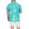 thumbnail image 4 of LA LEELA Men's Hawaiian Shirts Tropical Floral Beach Shirts Casual Short Sleeve Button Down Collared Shirt Men M Plumeria, Blue, 4 of 5