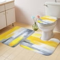 thumbnail image 2 of Yellow Gray Bath Mat 3 Piece Bathroom Rug Set, Contemporary Oil Painted Abstract Modern Non Slip Bath Rug Contour Mat and Toilet Lid Cover, Absorbent Shower Mats Soft Bath Rugs and Mats Sets, 2 of 8