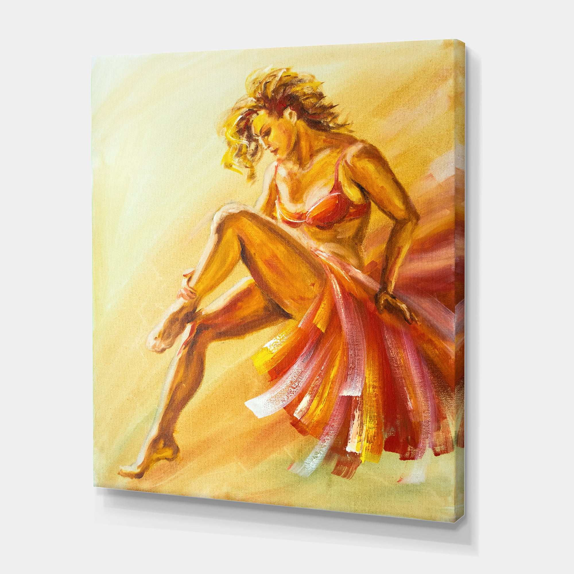 Designart ' Warm Coloured Flamenco Woman Dancer ' Modern Canvas Wall Art Print