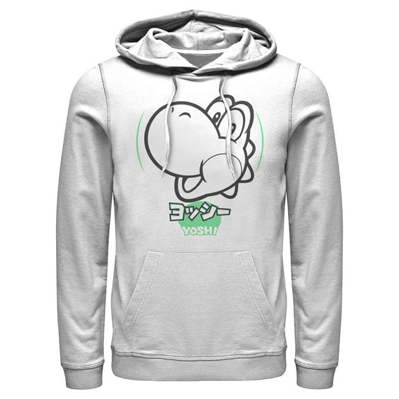 Men's Nintendo Super Mario Yoshi Kanji  Pull Over Hoodie White Medium