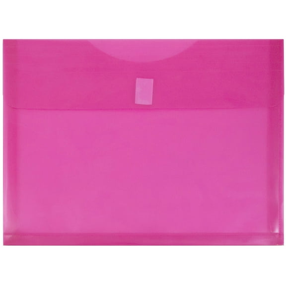JAM Paper Plastic Expansion Envelopes, Hook & Loop, Letter Booklet, 9 3/4 x 13, 1 in Expansion, Fuchsia Pink, 3/Pack