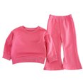 thumbnail image 5 of Mitankcoo Girls 2‑Piece Outfit Set Crew Neck Long Sleeve Sweatshirt & Elastic Waist Flare Pants Casual Tracksuit 0-8Y, 5 of 5