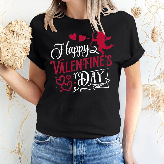 Kayannuo T-Shirts Imprimés Cœur d'Amour pour Femmes Liquidation T-Shirts de la Saint-Valentin pour Femmes T-Shirts Ronds Imprimés Saint-Valentin Manches Courtes Décontracté Ample Manches Courtes Col Rond
