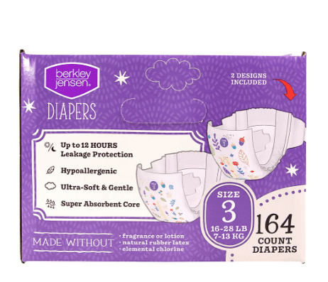 Berkley Jensen Diapers Size 3 (16-28 LB) 164 Count
