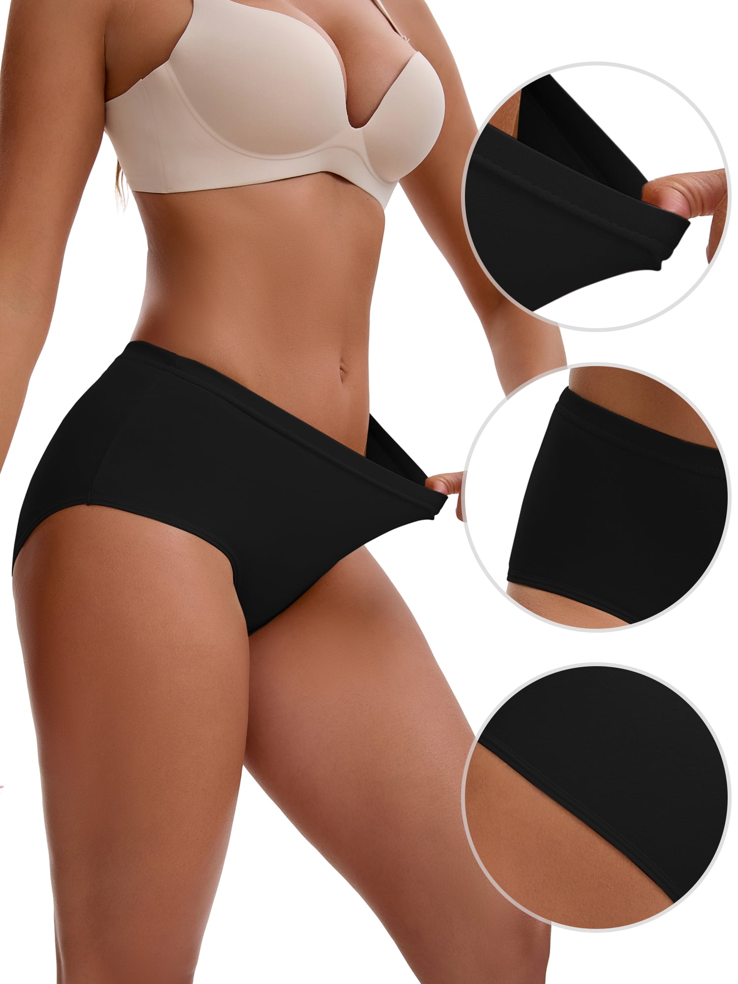 Unique Bargains Women's Mid-Waisted Elastic Waistband Full Coverage Briefs 2XL Black