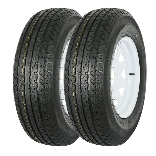 Set of 2 ST205/75R14 ST205 75R14 Radial Trailer Tire With Rim, 5 Lug 8Ply Load Range D