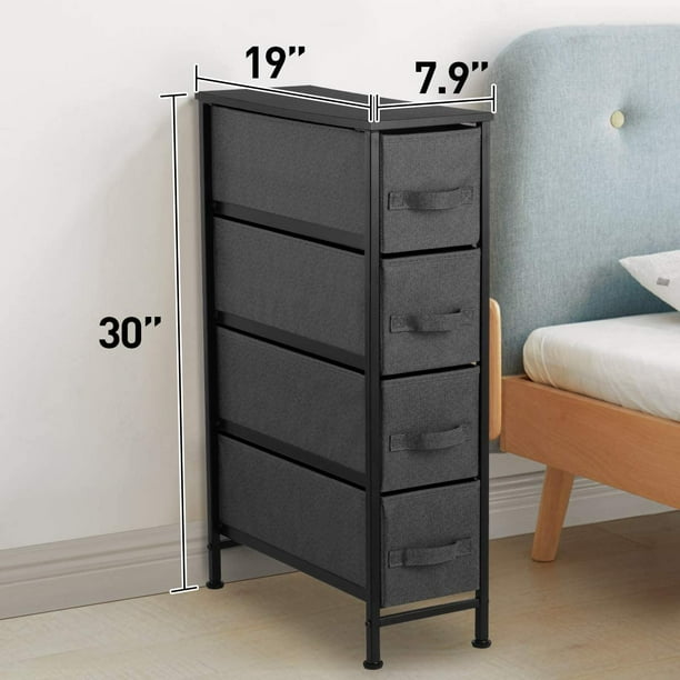 Narrow 4 Dresser Drawer, Vertical Dresser Storage Tower with Steel