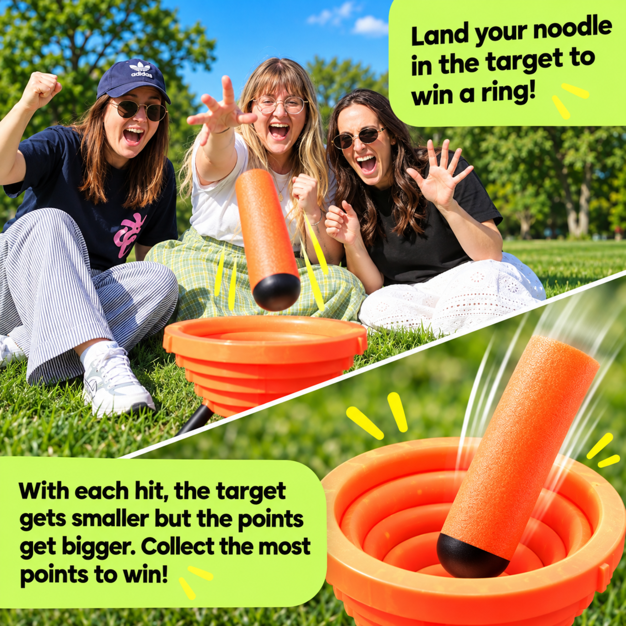 Big Potato Games Noodle Flip Outdoor Ring Toss Game for Kids 8-12, Teens
