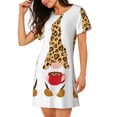 thumbnail image 2 of Disketp Christmas Gnomes In Leopard para Camisón Corto de Manga Corta para Mujeres, Camisón Cómodo con Escote Redondo, Bonito y Confortable, 2 of 6