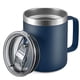 thumbnail image 1 of ALOUFEA Taza de café aislada de acero inoxidable de 12 oz con asa, taza de viaje al vacío de doble pared, vaso con tapa deslizante, azul marino, 1 of 5