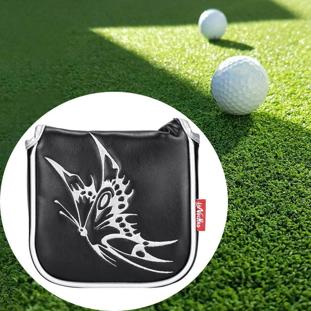 Housse Universelle pour Maillé de Golf, Couvre-Chef Carré, Housse de Protection, Protection de Golf, Fermeture Magnétique, Papillon, Noir