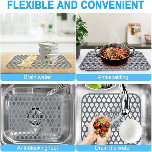 Clearance Drain Rack under $6 Silicone Sink Mat Sink Protector Bar Heat Insulation Pad Silicone Kitchen Sink Cushion Anti Collision And Non Slip Mat Multi Functional Kitchen Accessory