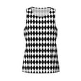 thumbnail image 4 of Fotbe Black And White Diamonds Pattern Men's Quick Dry Workout Tank Top Gym Muscle Tee Fitness Bodybuilding Sleeveless T Shirt Breathable Workout Shirt-Large, 4 of 9