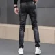 thumbnail image 4 of Pantalones con estampado para hombre, pantalones vaqueros ajustados, pantalones vaqueros ajustados con estampado gráfico, ajustados, de algodón elástico, estilo gótico, para primavera y otoño, 4 of 5