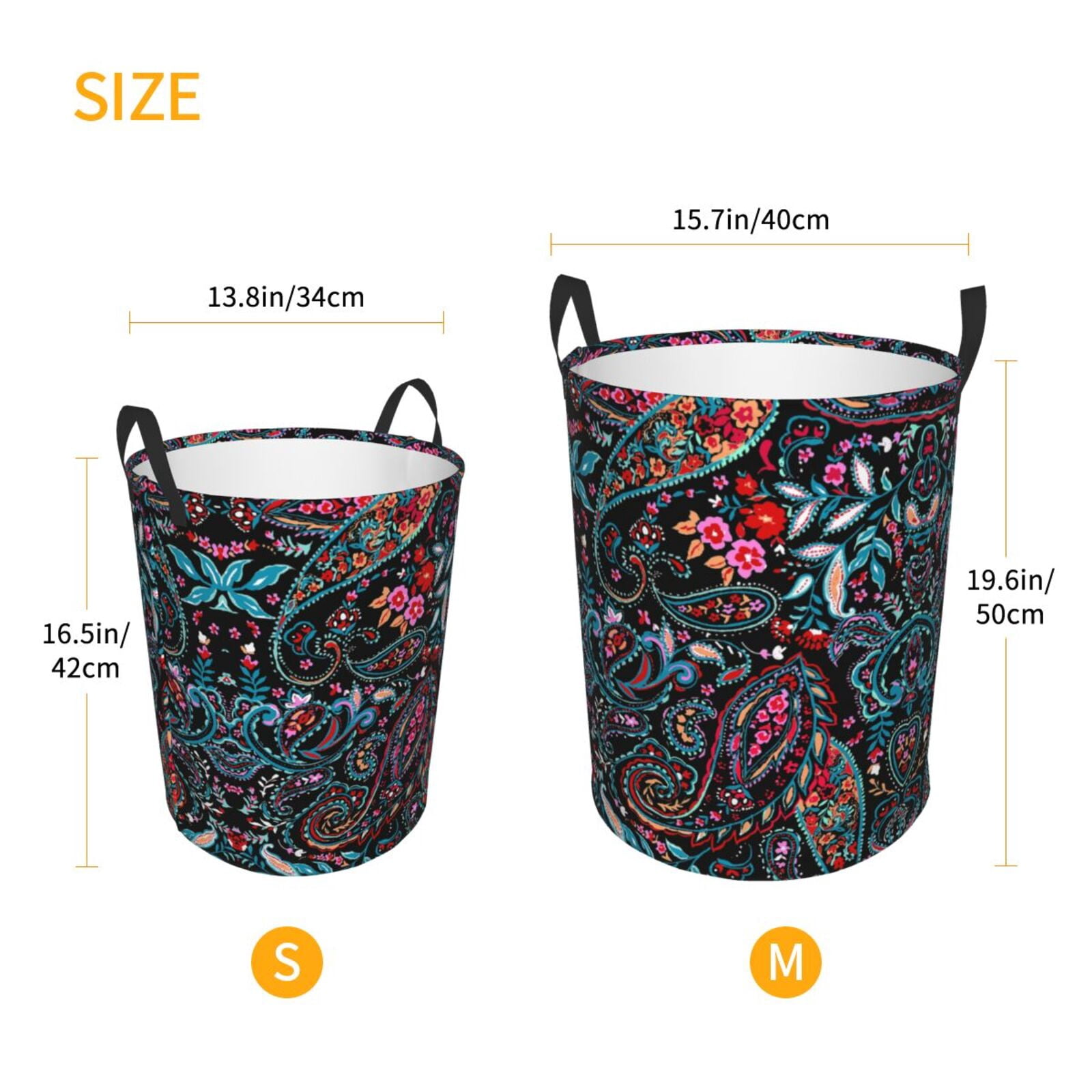 Large Laundry Basket with Handles - Paisley Kids Baby Dirty Clothes Laundry Hamper for Bedroom Aesthetic