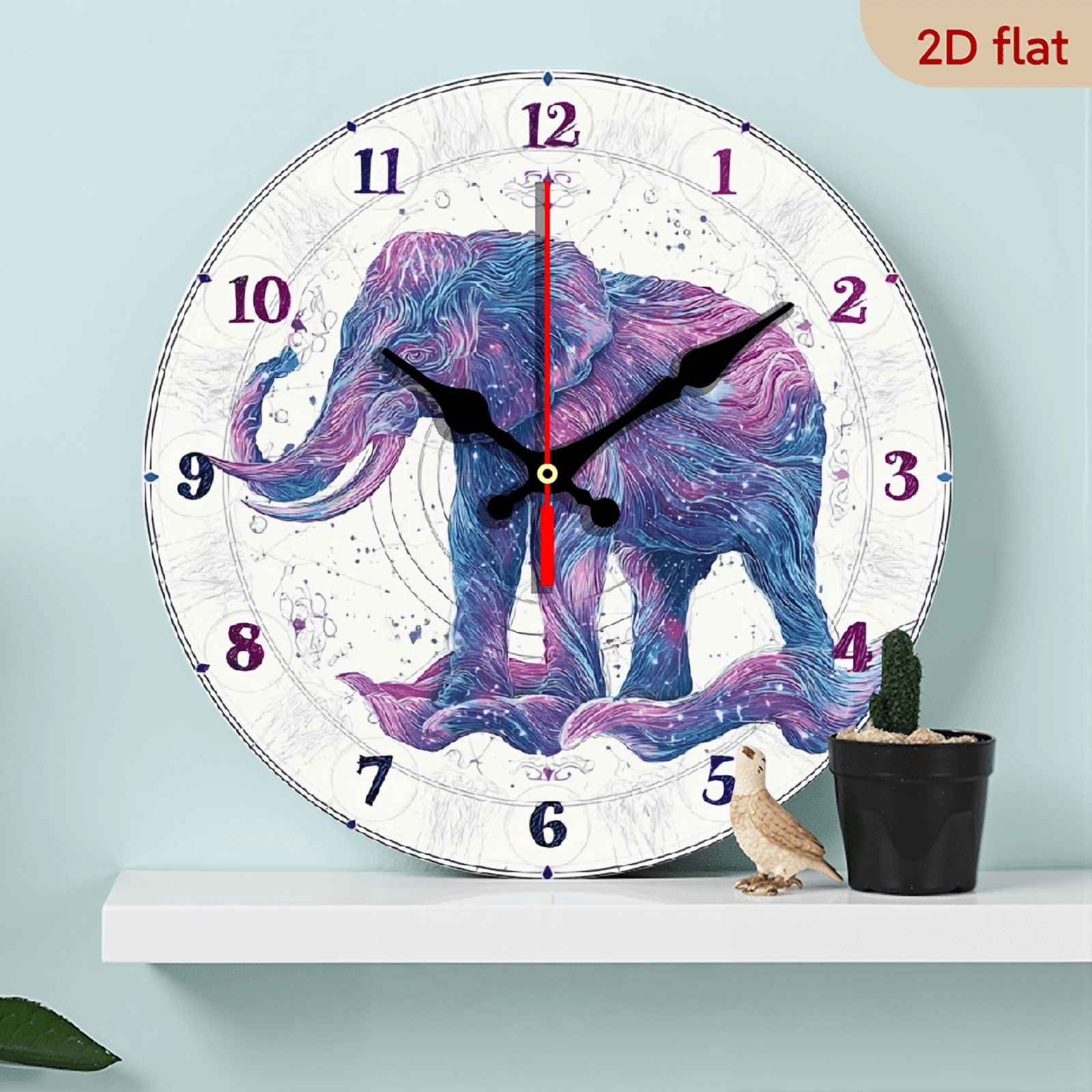 Elephant.1 pc wall clock.Accurate timing, frameless design, simple and elegant. Silent movement, silent walking, healthy sleep every day,10*10inch.