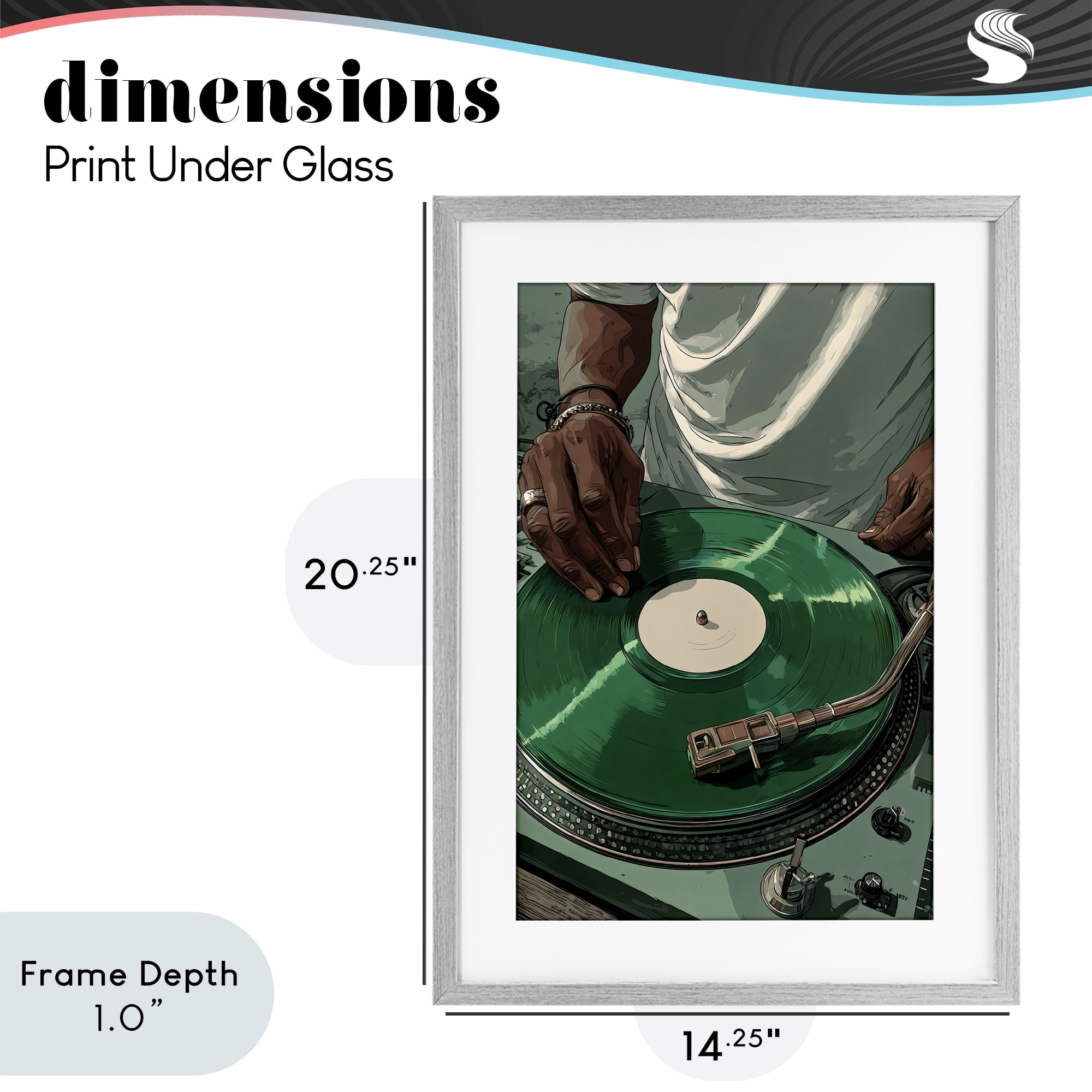 Stupell Industries DJ Spinning Green Record Gray Framed Print Under Glass, design by Franklyn Gregory