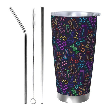 

Cauagu Chemistry Science Pattern 20oz Tumbler Stainless Steel Vacuum Insulated Tumbler with Lid Insulated Coffee Mug Thermal Cup with Splash Proof Sliding Lid-Straw Three-piece Set