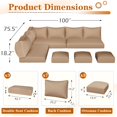 thumbnail image 6 of YODOLLA Outdoor Cushions, 4 inch Patio Cushions for Outdoor Furniture, Replacement Cushions Fits 7-Seats Sectional Rattan Conversation Set, Splashproof, Memory Foam Cushions and Covers (Beige), 6 of 7