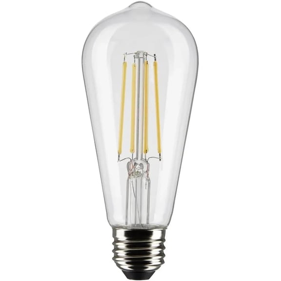 Satco S21364-8 Watt ST19 LED Clear Vintage Light Bulbs - Medium Base; - 3000K - 120 Volt (6 Pack)
