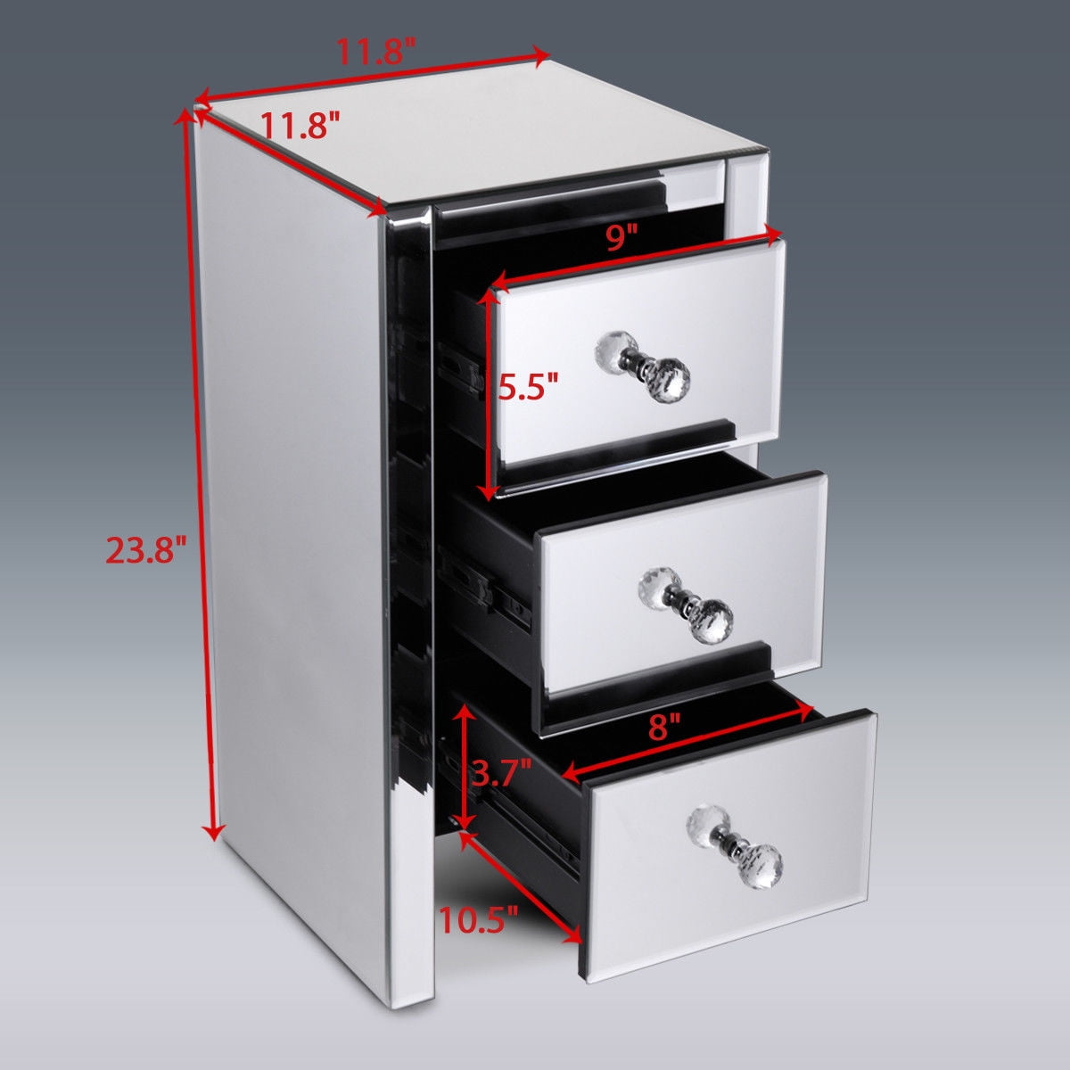 Lowestbest Nightstand w/ 3 Storage Drawer, Mirrored Nightstand Organizer w/ Storage Drawer, End Table Storage Cabinet for Bedroom, Living Room, Dining Room Furniture, Sliver Lowestbest Nightstand w/ 3 Storage Drawer, Mirrored Nightstand Organizer w/ Storage Drawer, End Table Storage Cabinet for Bedroom, Living Room, Dining Room Furniture, Sliver