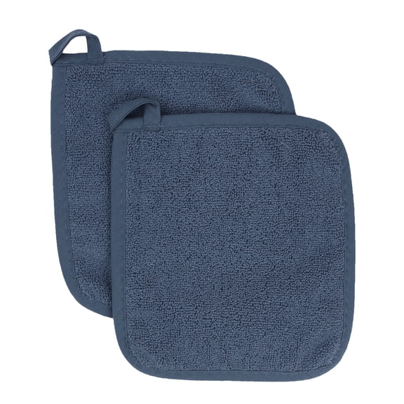 RITZ 2-Pack Terry Potholders & Hot Pads, Midnight – 100% Cotton, Heat Resistant, Durable & Machine Washable Kitchen Essentials