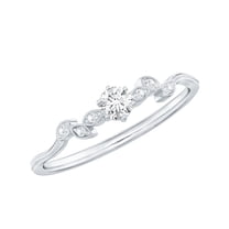Rosec Jewels Nature Inspired Diamond Promising Ring for Women - 5 MM - EF-VS Quality, 18K White Gold, US 4.00