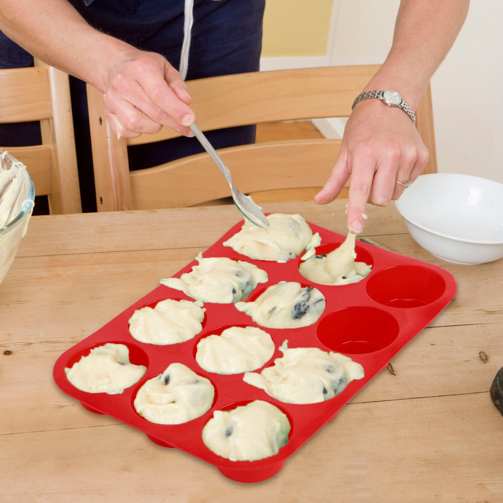 Ceramic Bakeware Kitchen Cookware Cupcake Pans Baking Sheet Red Flower–  Qolture