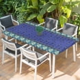thumbnail image 2 of Navy Blue Boho Table Cloths for 3 Foot Rectangle Tables, Vintage Ethnic Tribe Abstract Art Retro Patio Waterproof Elastic Fitted Tablecloths, Washable Rectangular Table Cover for Camping, 2 of 8