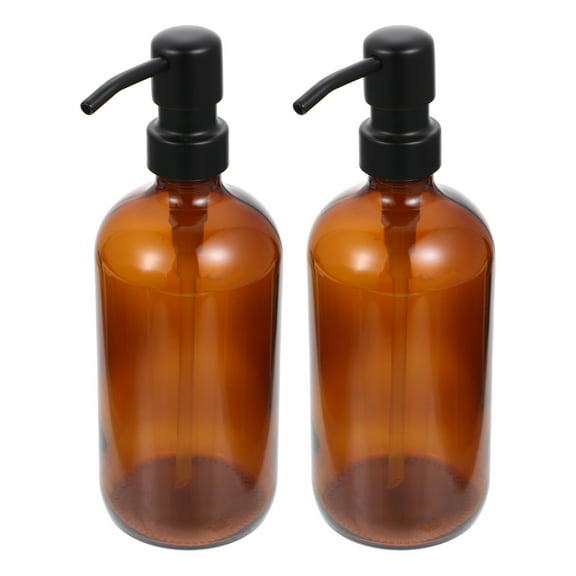 Homoyoyo Brown Glass Pump Bottle Multi-Function Liquid Dispenser for Home Use, Bathroom, Kitchen - 1 Set