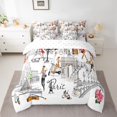 thumbnail image 2 of Homewish Fashion Paris Girl Twin Bedding Sets 7-Piece, Romantic Valentine's Day Bedding Comforter Set, Teen Adult Girl Women Reversible Sheet Sets, Super Cozy Room Decor, 2 of 7