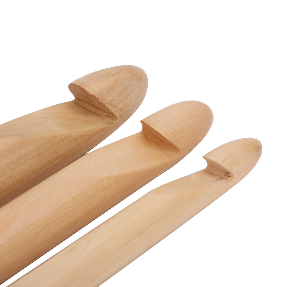 Octpeak 3pcs Wood Crochet Hooks 15mm 20mm 25mm Large Crochet Hook