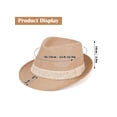 thumbnail image 3 of Gustave Straw Trilby Fedora Hat for Men Women Short Brim Panama Sun Hat Summer Breathable Beach Hat - Khaki, 3 of 8