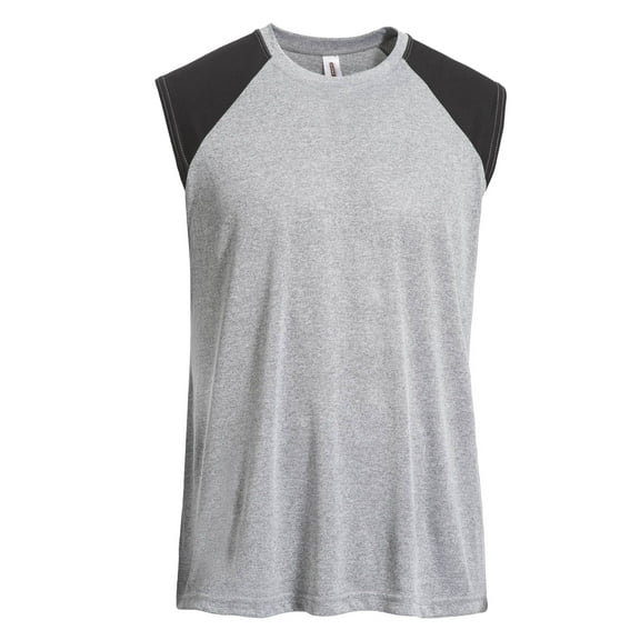 Expert Brand USA-Made Men's Natural-Feel Colorblock Training Tank, Gray Heather/Black, Small