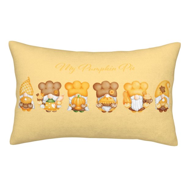 Fotbe Pumpkin Pie Gnome Funda de Almohada Decorativa Estilo Occidental, Lujo en Algodón, Fundas para Almohadas King, Cojín Estampado para Decoración del Hogar-20"x30"