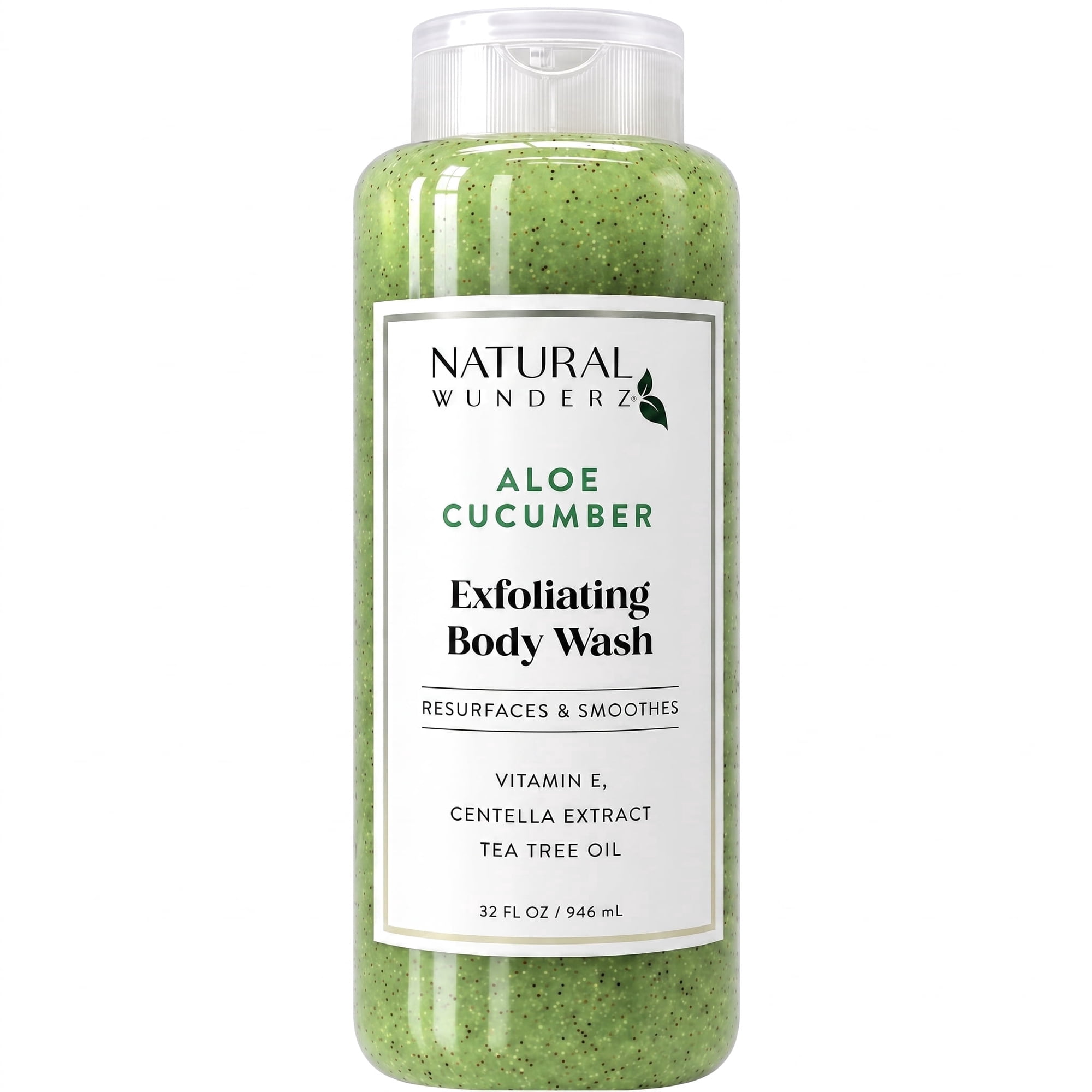 Natural Wunderz Aloe & Cucumber Exfoliating Body Wash, Sulfate & Paraben Free, 32 fl oz