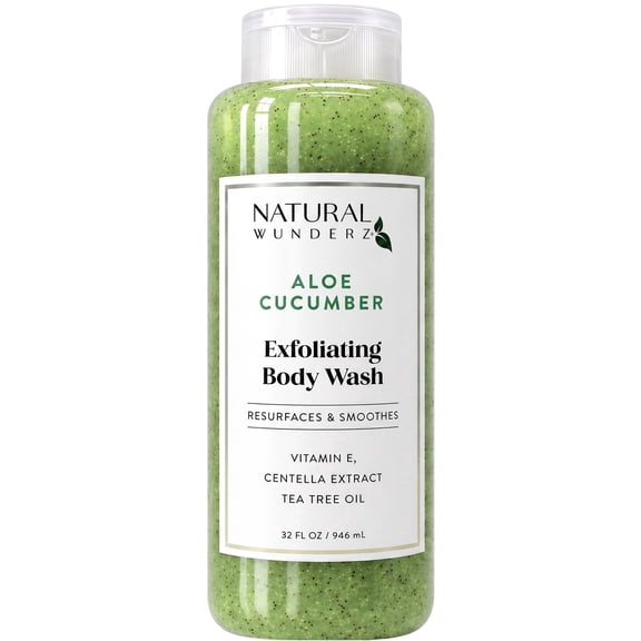Natural Wunderz Aloe & Cucumber Exfoliating Body Wash, Sulfate & Paraben Free, 32 fl oz