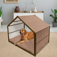 thumbnail image 2 of Geometric Pet House, Squares and Rhombuses with Bullseye Pattern Abstract Warm Colored Shapes, Outdoor & Indoor Portable Dog Kennel with Pillow and Cover, 5 Sizes, Burnt Sienna Beige, by Ambesonne, 2 of 4