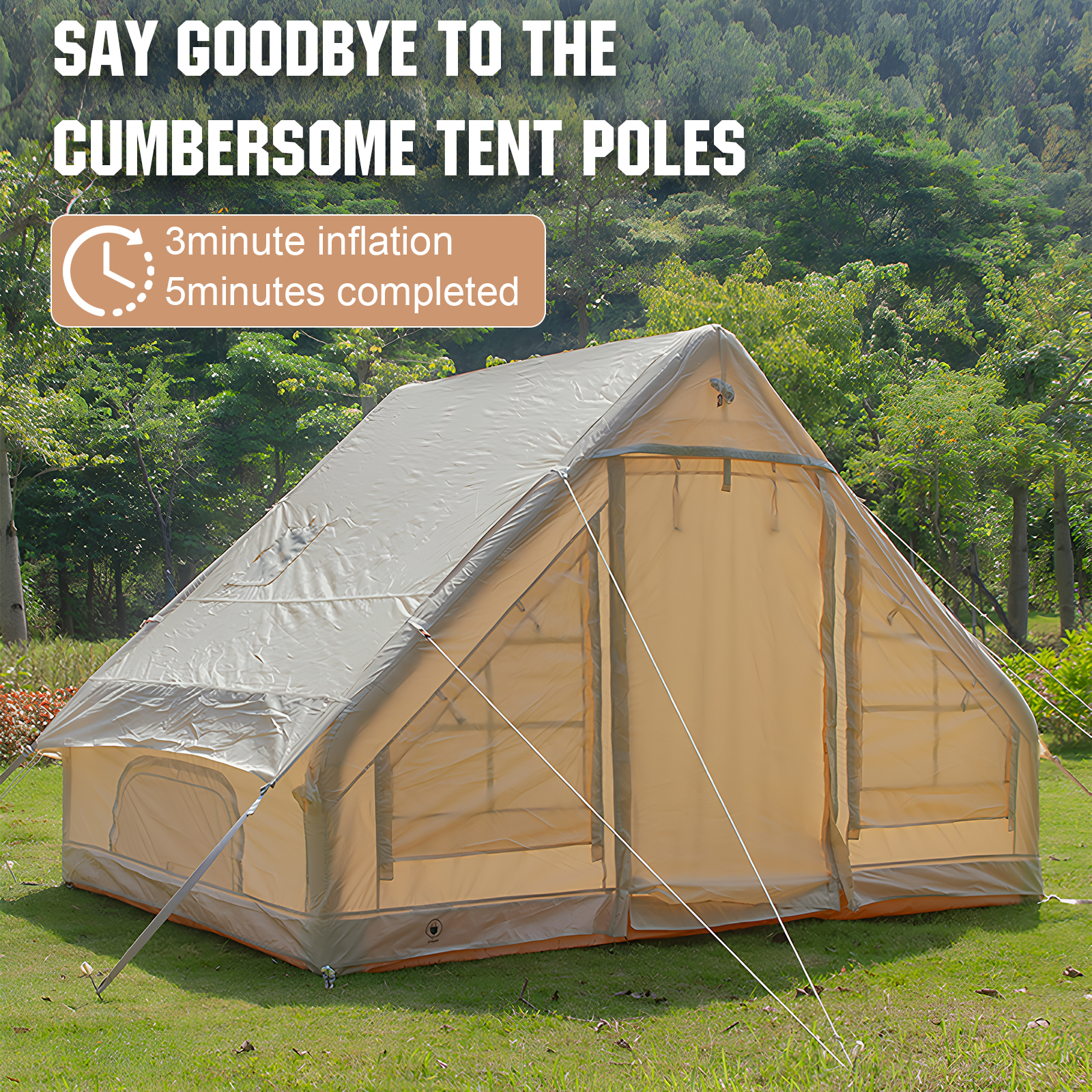 golytefs 4-6 Person House Inflatable Tent Oxford Fabric Air Tent for Adults Travel Hiking