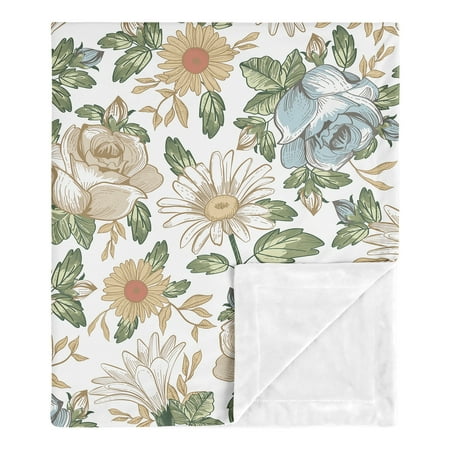 UPC: 0846480093138 | Vintage Floral Blue and Yellow Security Baby Blanket by Sweet Jojo Designs