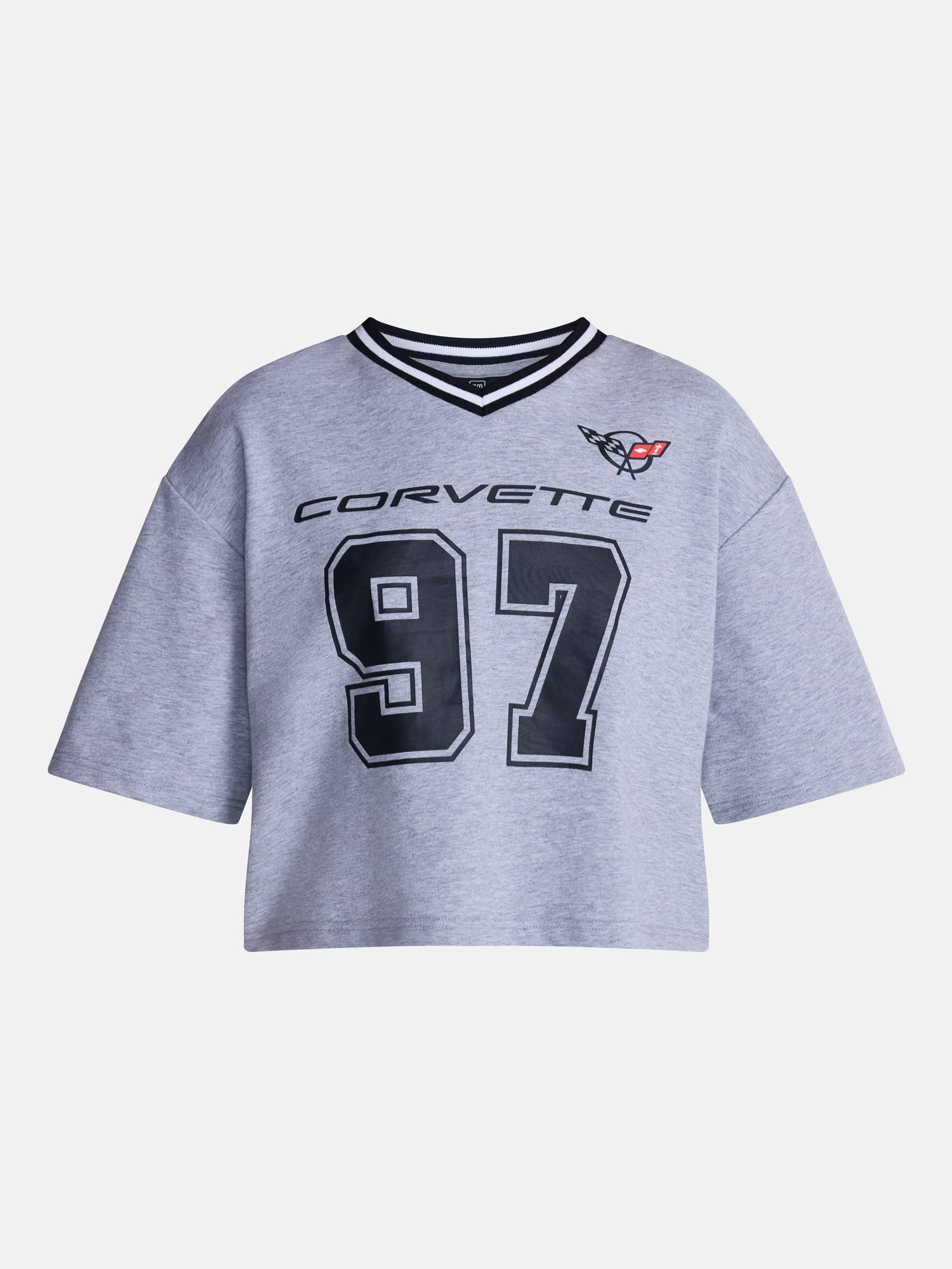 Corvette Women's French Terry Varsity Graphic Tee with Short Sleeves, Sizes XXS-XXL