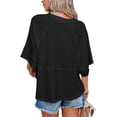 thumbnail image 5 of Top de Verano ANGGREK para Mujer Camiseta Holgada de Manga 3/4 Color Liso de Poliéster, 5 of 5