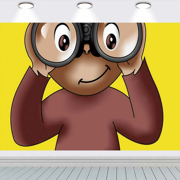 Curious George school Backdrop Taspestry Wall Decor Banner Party Supplies Poster Birthday Decorations Background for Photography Taspestry