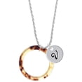 thumbnail image 1 of Delight Jewelry Acrylic 1 1/2" Ring Mixed Brown and Yellow Silvertone Script Initial Disc - V - Charm Necklace, 20"+3", 1 of 4