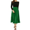 thumbnail image 2 of FALDA MIDI PLEATADA METÁLICA DE CINTURA ELÁSTICA PARA MUJERES CHIC INSPIRE 2XL VERDE, 2 of 8
