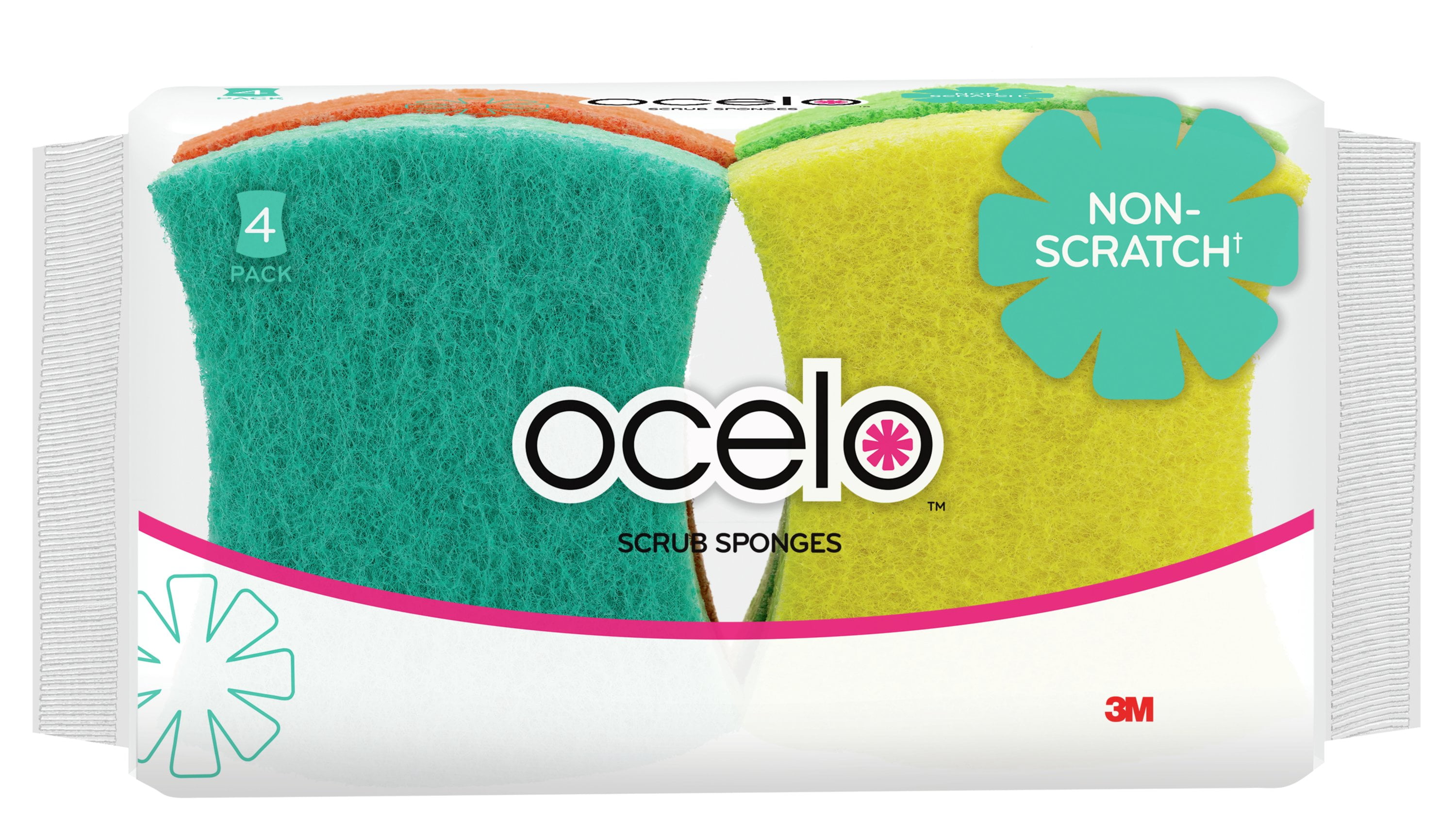 Ocelo NonScratch Scrub Sponges, 4 Count