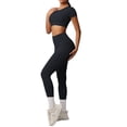 thumbnail image 2 of ZHISHINE Women Workout Sets 5 Pieces Short Sleeve Yoga Outfits Gym Clothes Seamless Ribbed Crop Top High Waist Leggings Black XL, 2 of 5