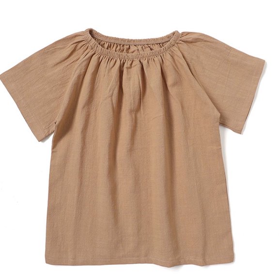 Boys T Shirt Short Sleeve Shirt Round Neck Khaki Girls Summer Clothes Boy Pajamas 2T